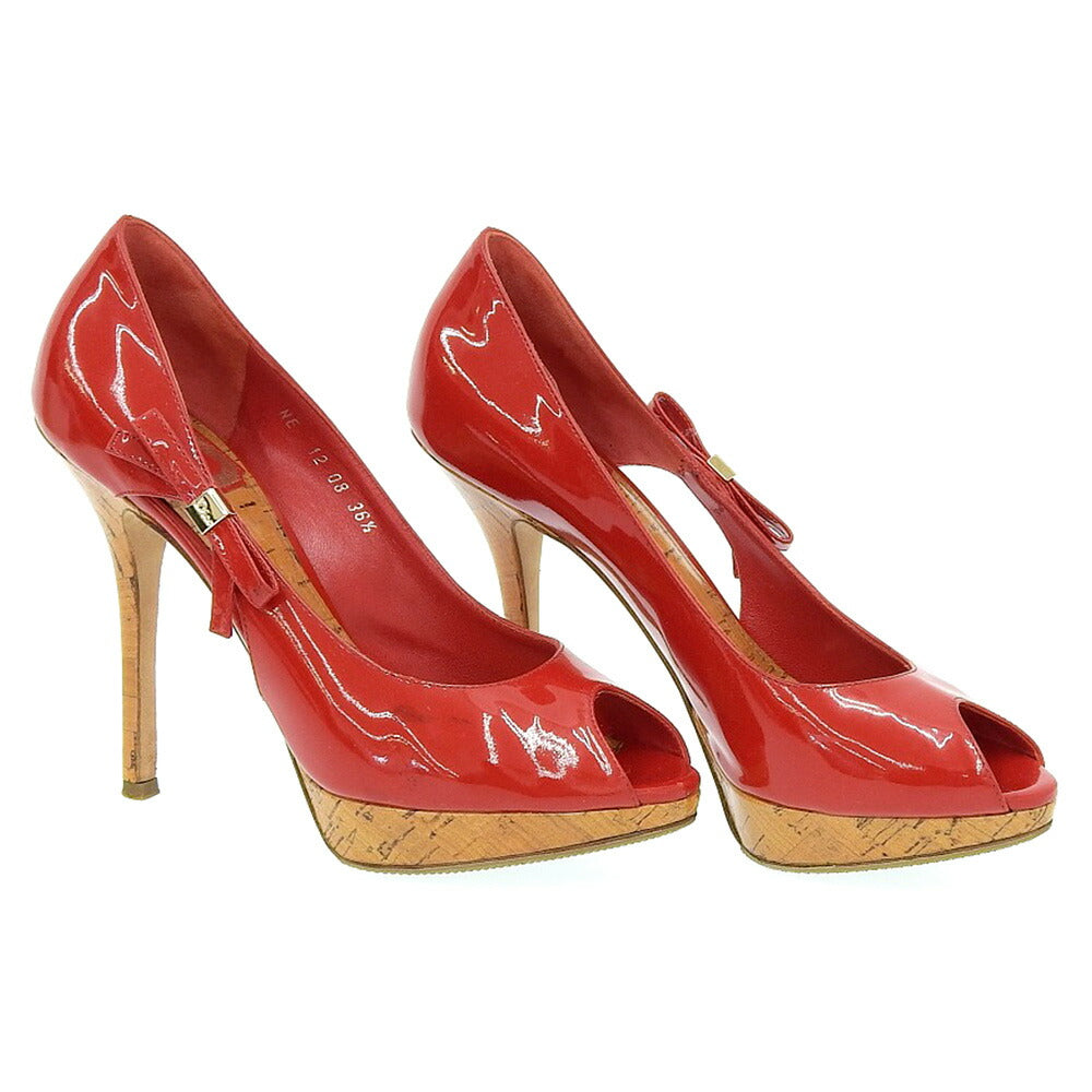 Christian Dior Patent Open Toe Pumps Red