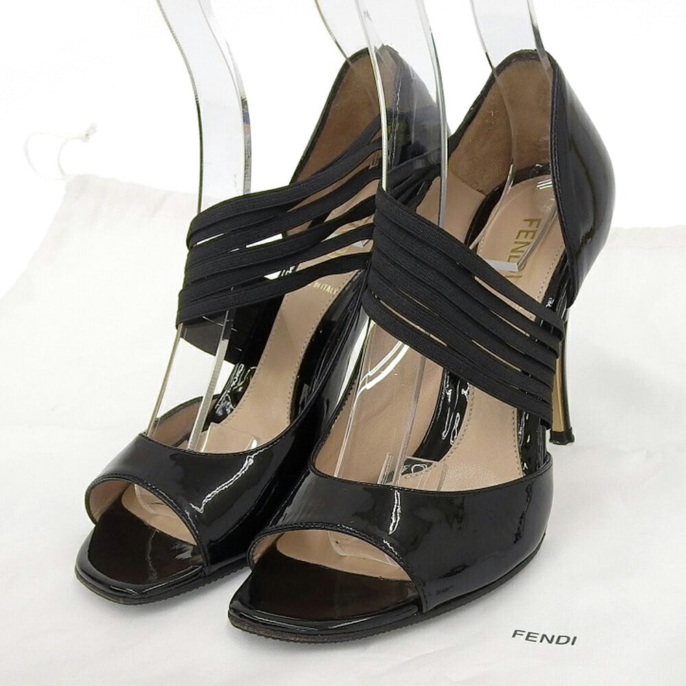 Fendi Black Patent Open Toe Pumps Size 36