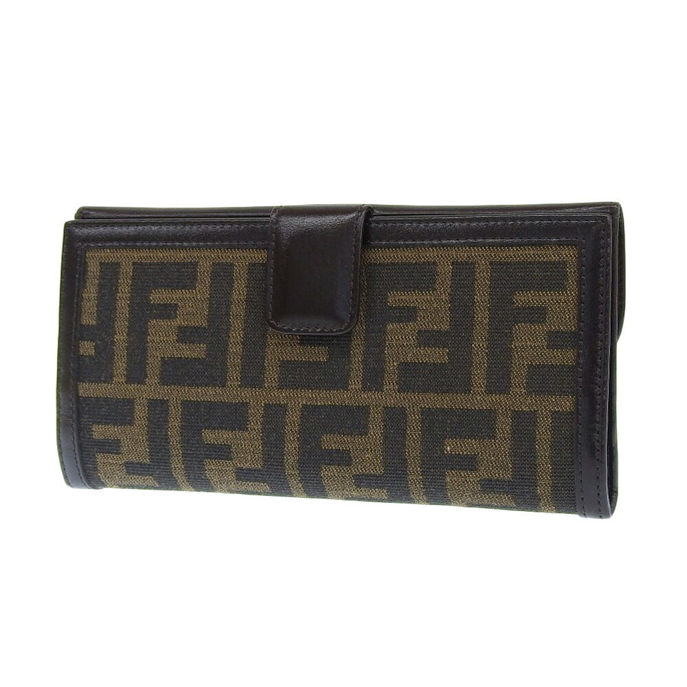 Fendi Canvas Leather Long Wallet Brown