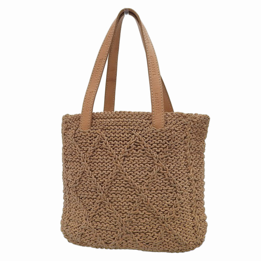 Chanel Leather Woven Handbag Camel