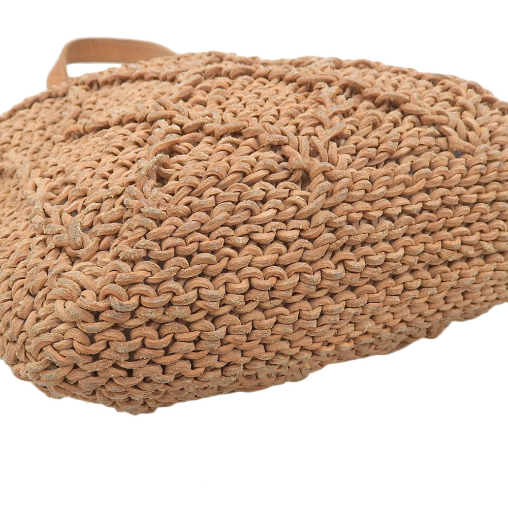 Chanel Leather Woven Handbag Camel