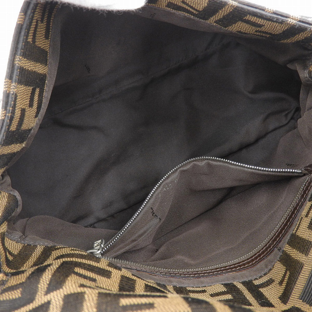 Fendi Mamma Baguette Canvas Leather Shoulder Bag