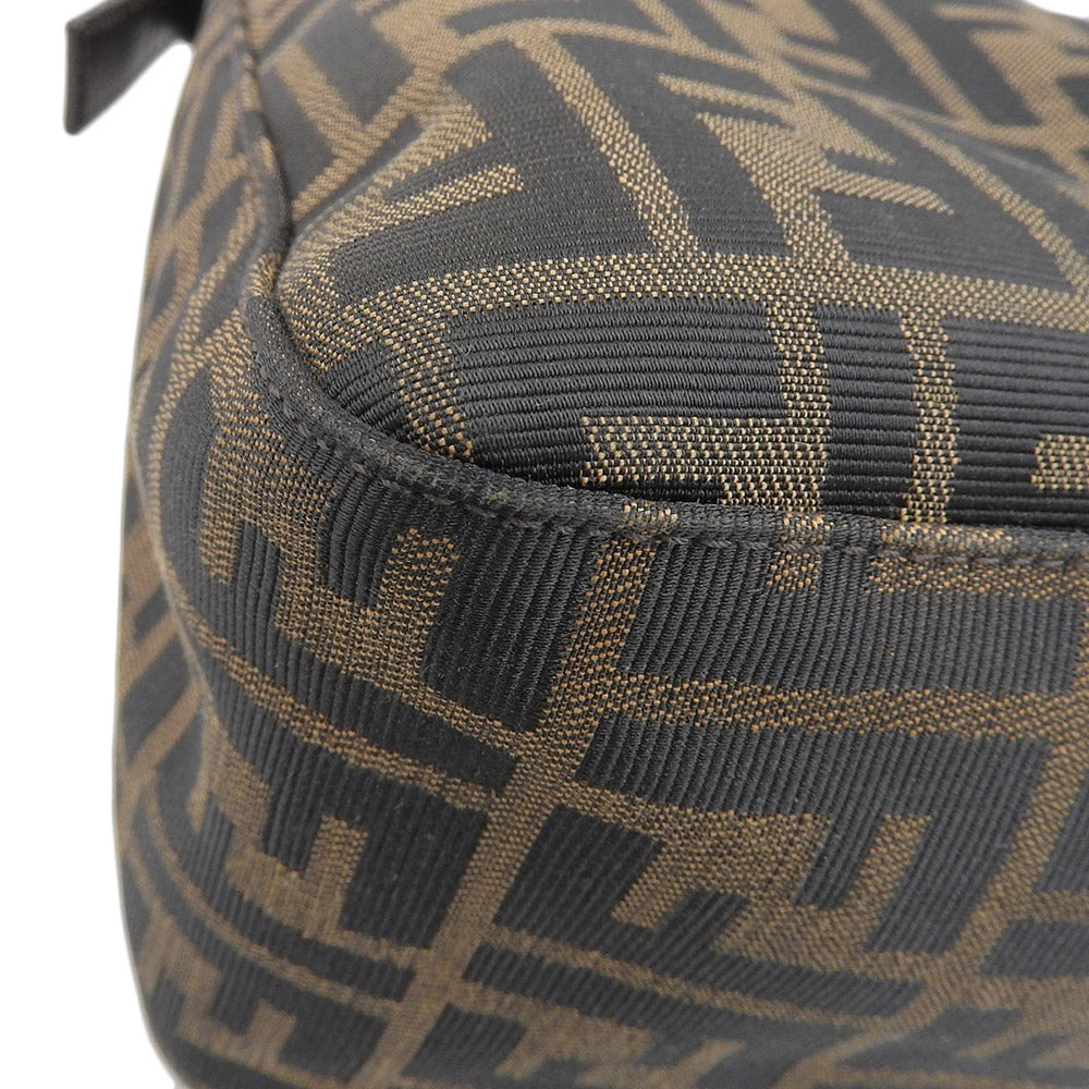 Fendi Mamma Baguette Canvas Leather Shoulder Bag