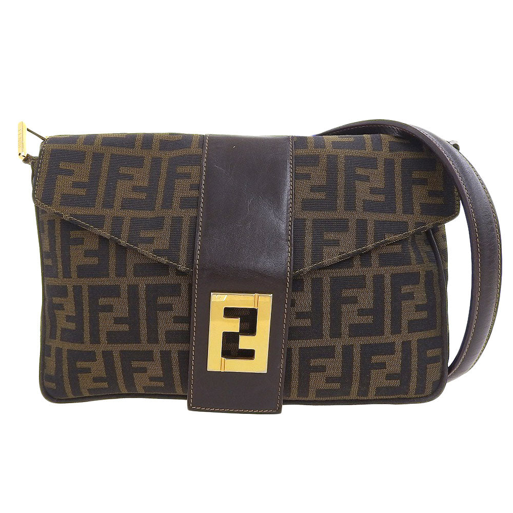 Fendi Canvas Leather Shoulder Bag Vintage