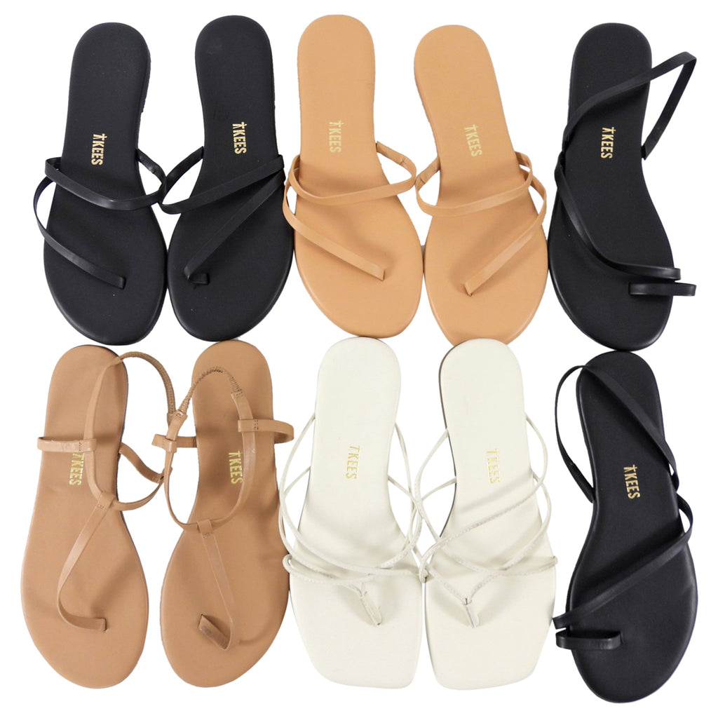 Tkees Flat Sandals - Lot of 5 Pairs Black Nude Ivory - 7