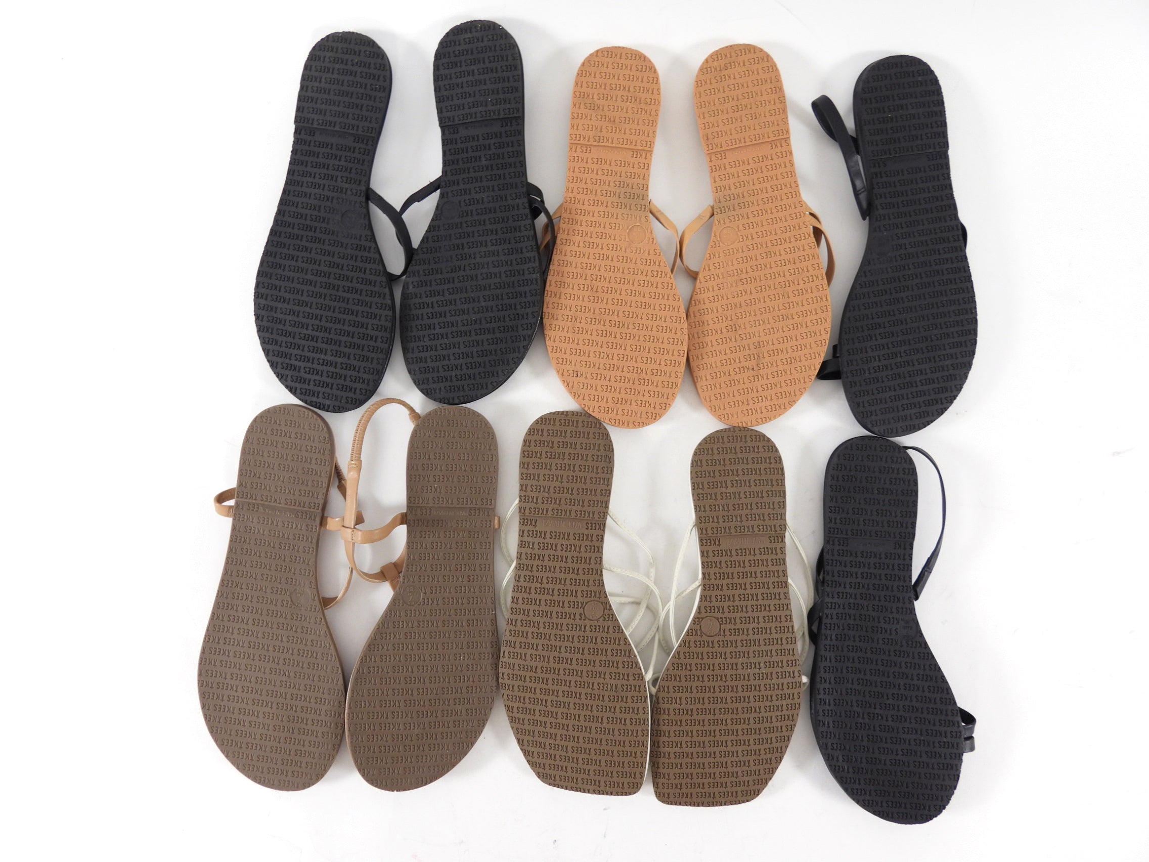 Tkees Flat Sandals - Lot of 5 Pairs Black Nude Ivory - 7