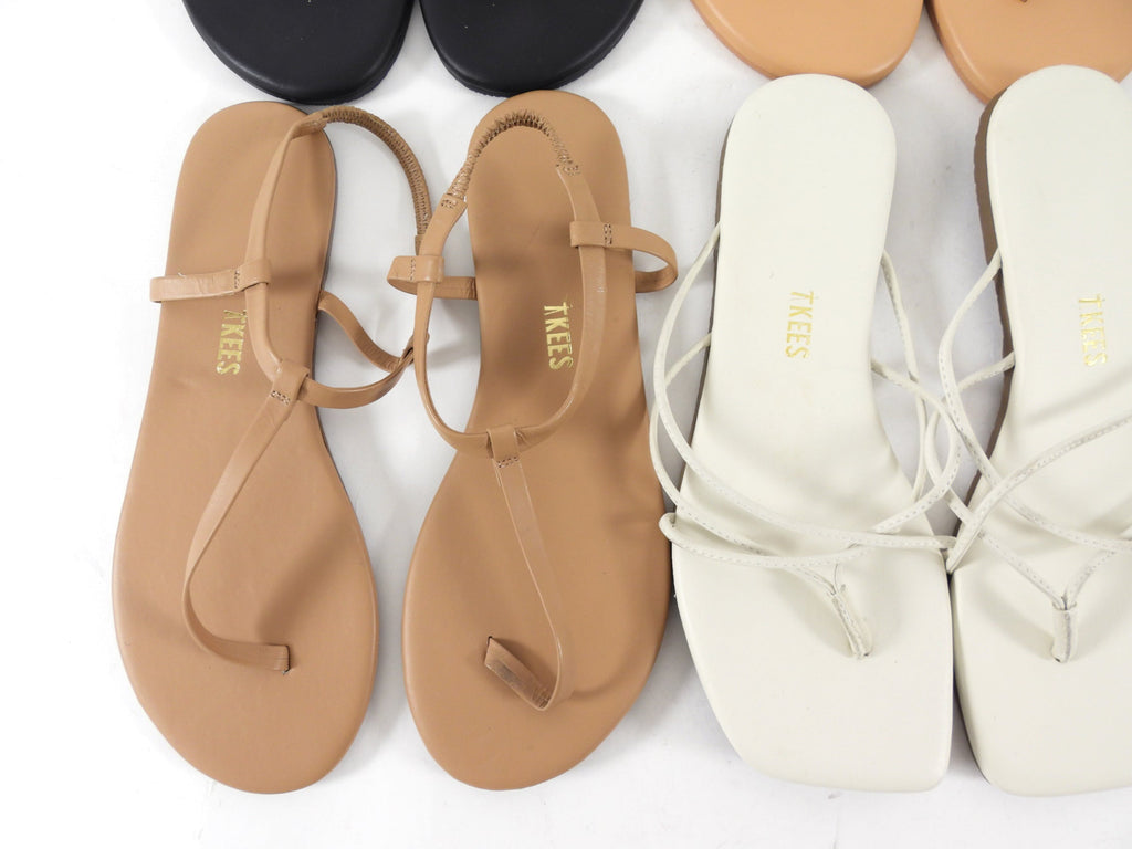 Tkees Flat Sandals - Lot of 5 Pairs Black Nude Ivory - 7