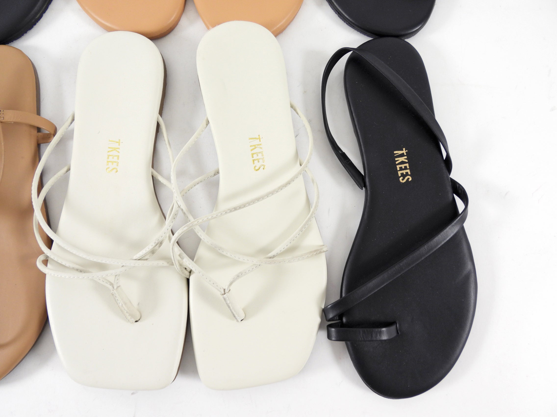 Tkees Flat Sandals - Lot of 5 Pairs Black Nude Ivory - 7