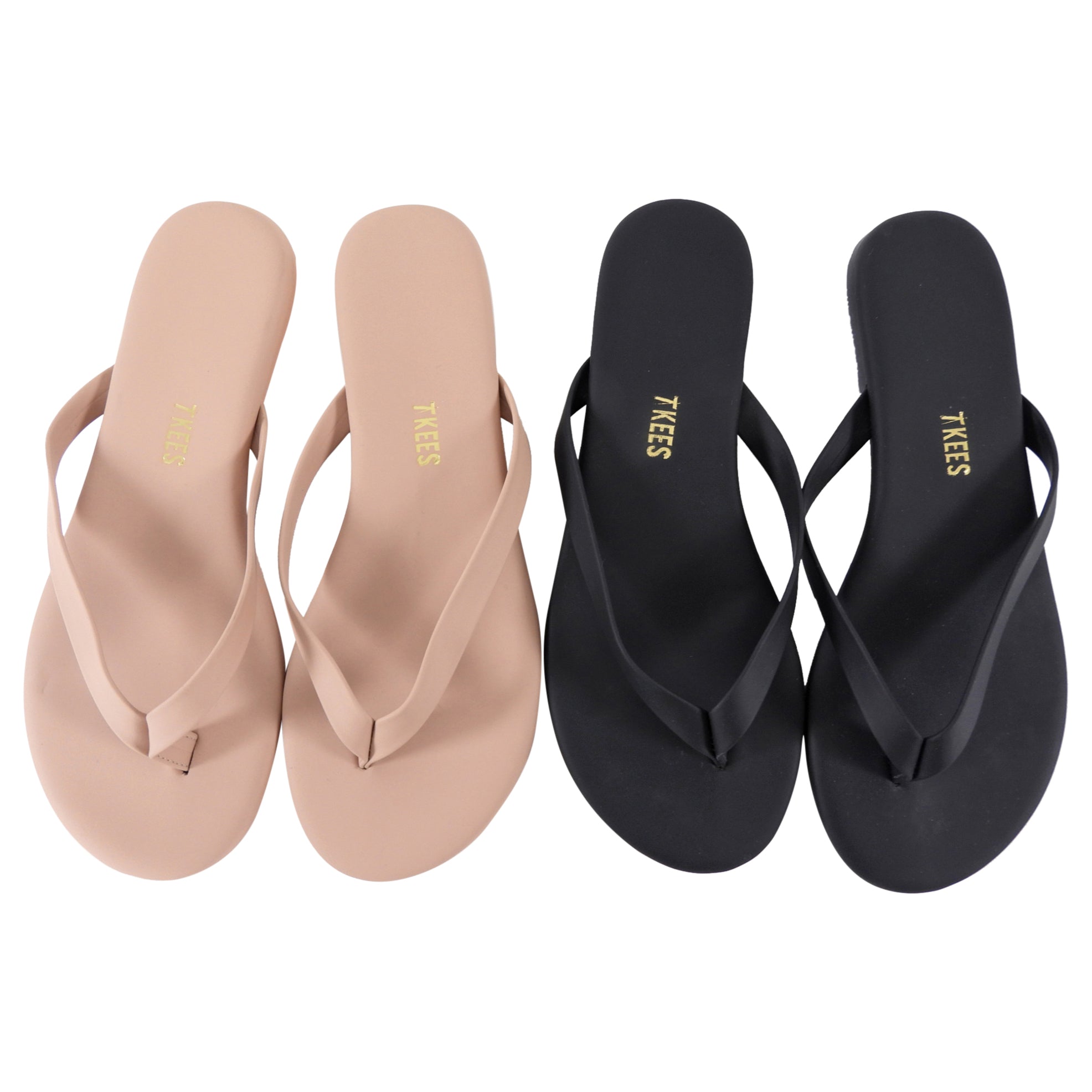 Tkees Flat Thong Sandal - 2 Pairs Nude and Black - 8