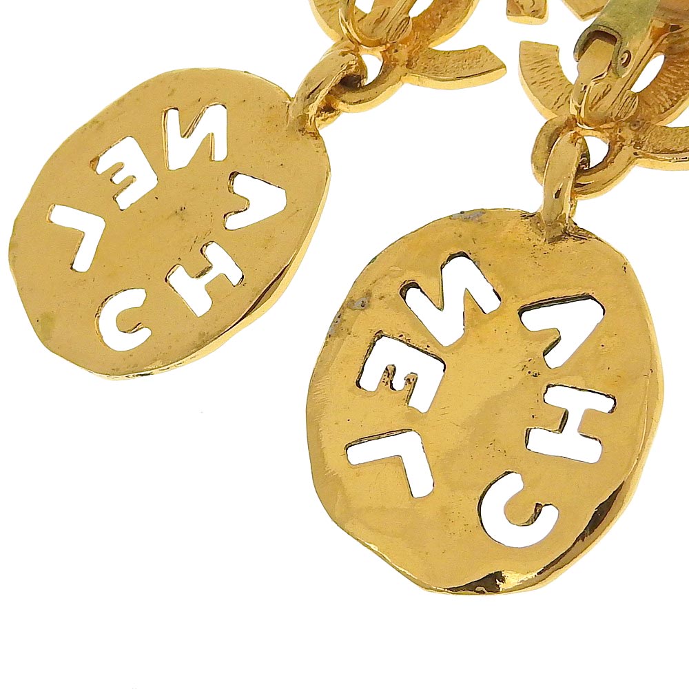 Chanel Vintage Gold Logo Earrings with Box