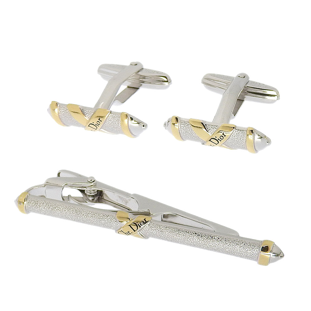 Christian Dior Logo Cufflinks & Tie Pin Set Vintage