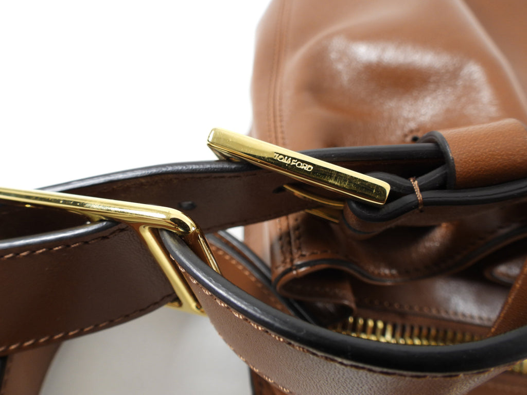 Tom Ford Cognac Smooth Leather Crossbody Bag