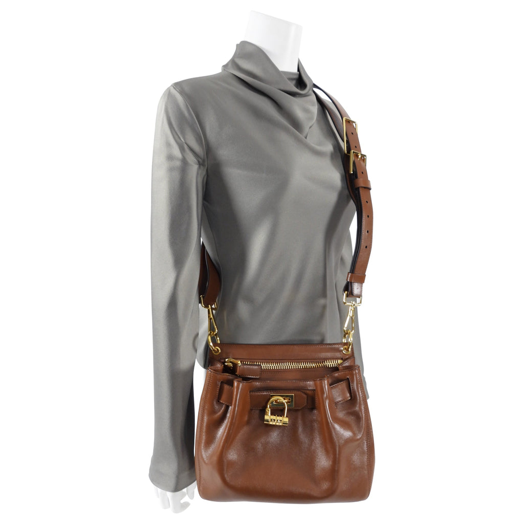 Tom Ford Cognac Smooth Leather Crossbody Bag