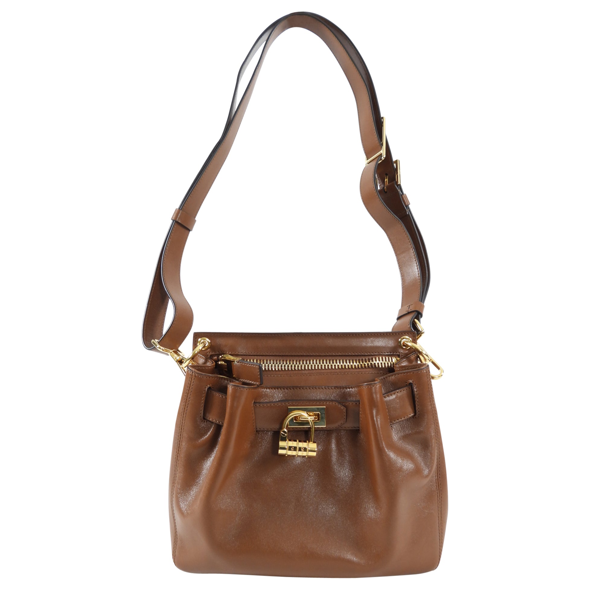 Tom Ford Cognac Smooth Leather Crossbody Bag