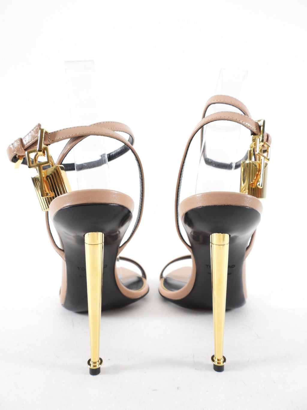 Tom Ford Beige Leather Padlock Sandals - 37.5