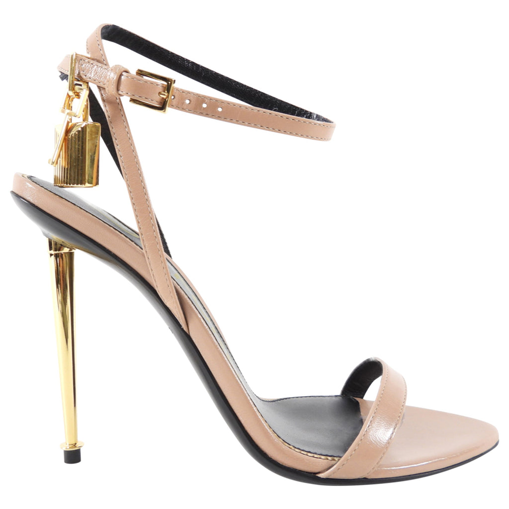 Tom Ford Beige Leather Padlock Sandals - 37.5