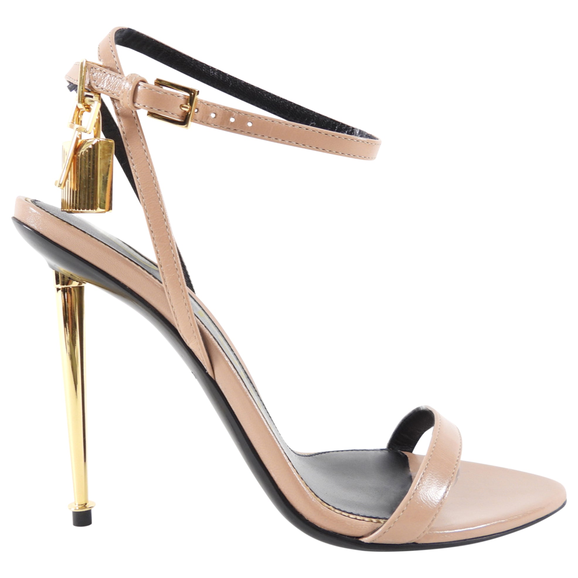Tom Ford Beige Leather Padlock Sandals - 37.5