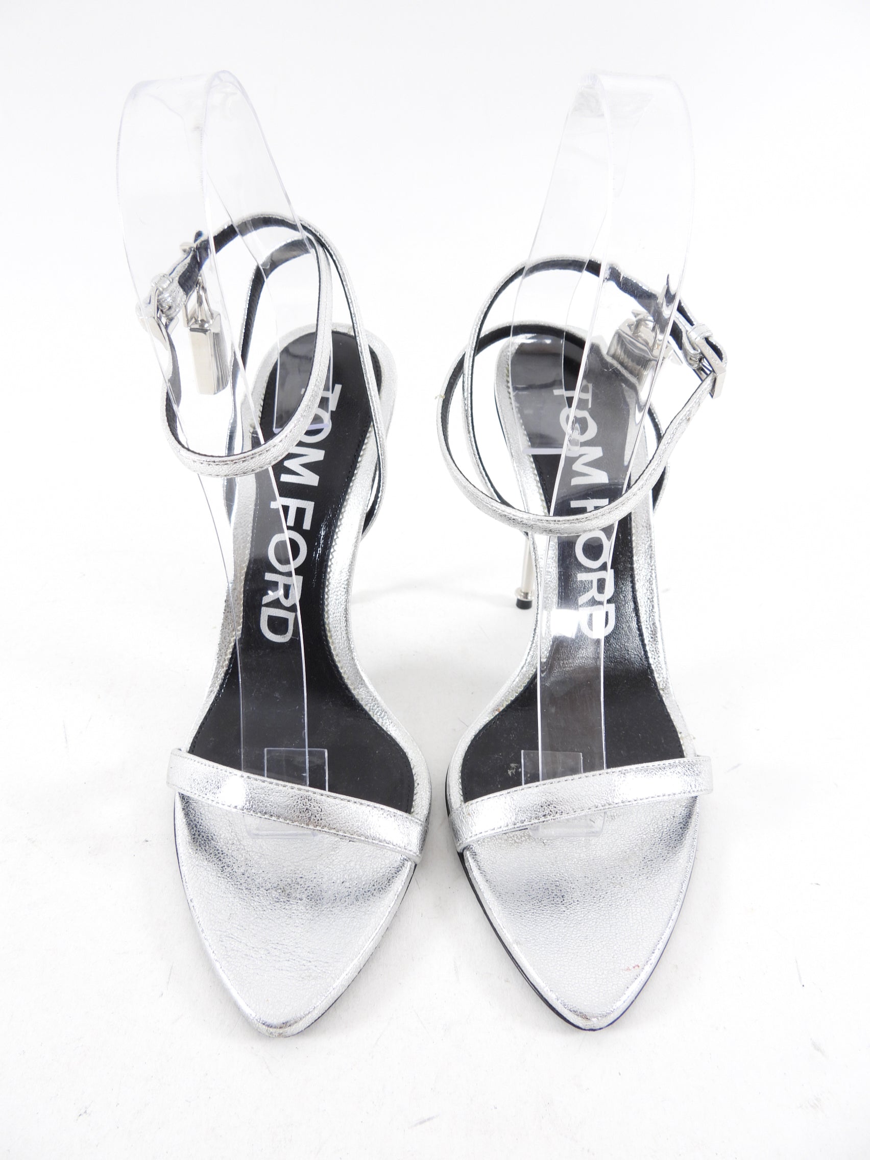 Tom Ford Silver Metallic Padlock Sandals - 37.5