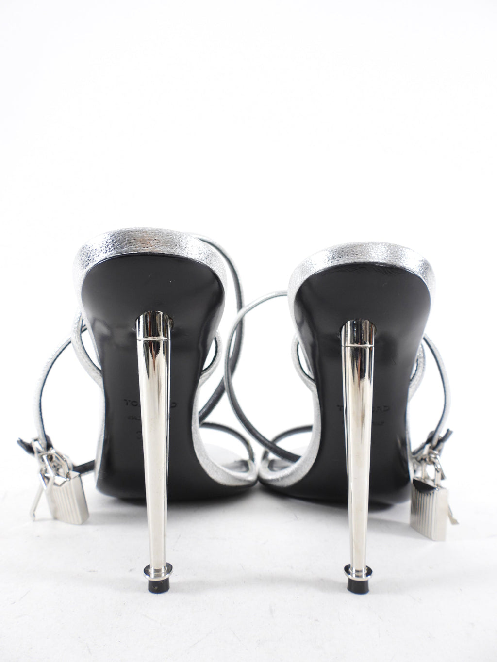 Tom Ford Silver Metallic Padlock Sandals - 37.5