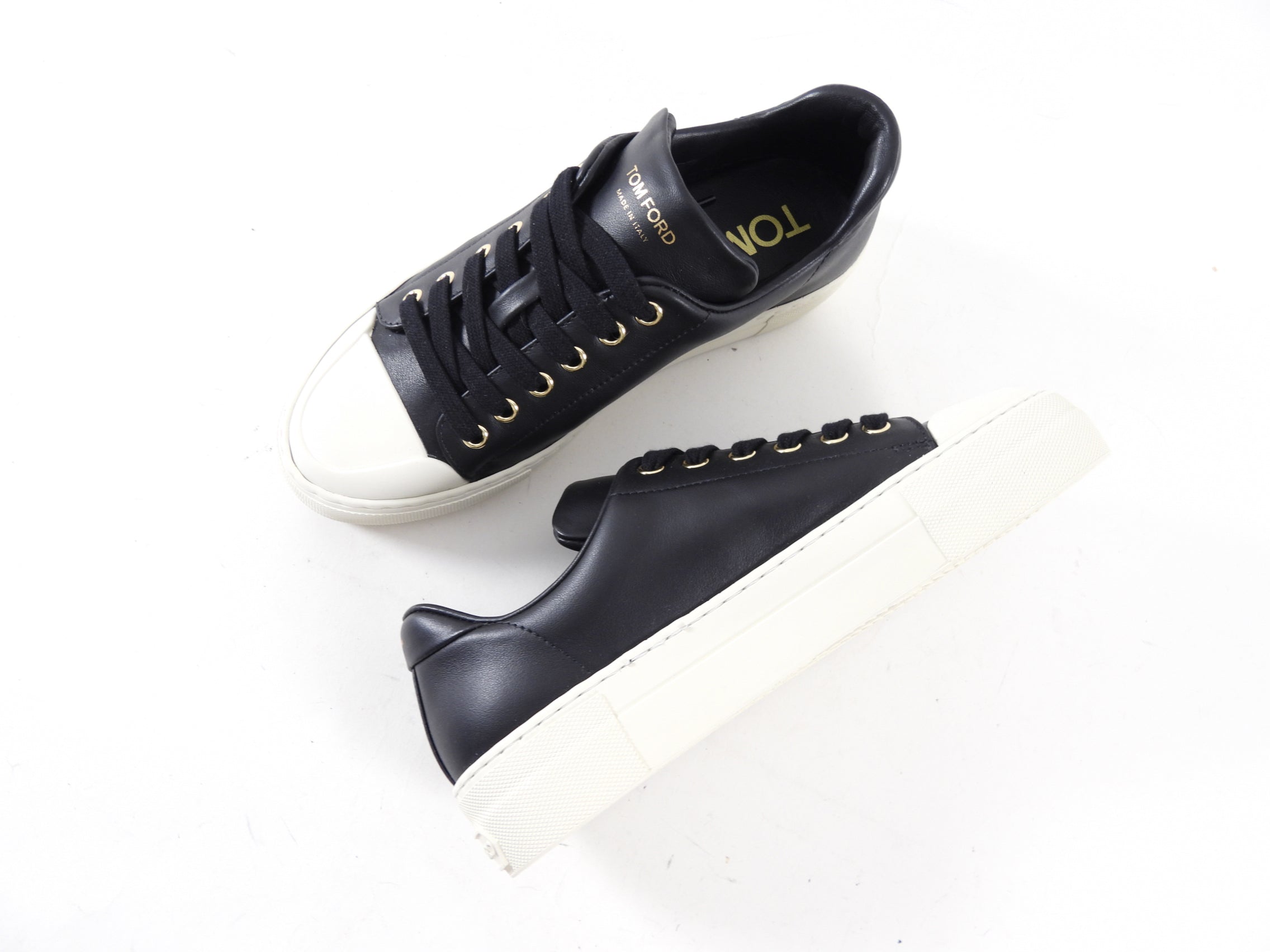 Tom Ford Black Leather and Rubber City Low Sneakers - 36 / 36.5