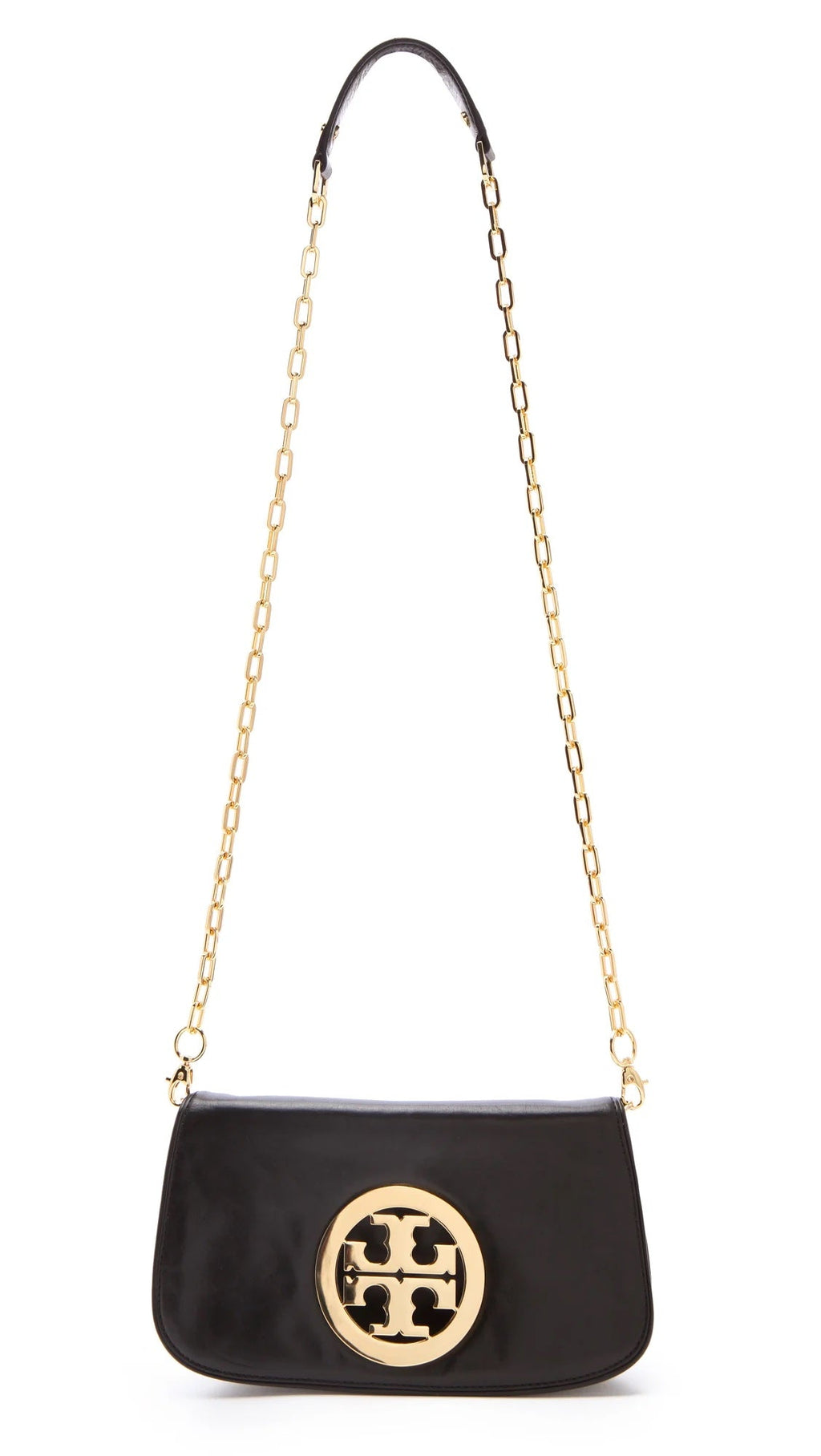 TORY BURCH REVA LOGO CONVERTIBLE CLUTCH BAG WITH CHAIN