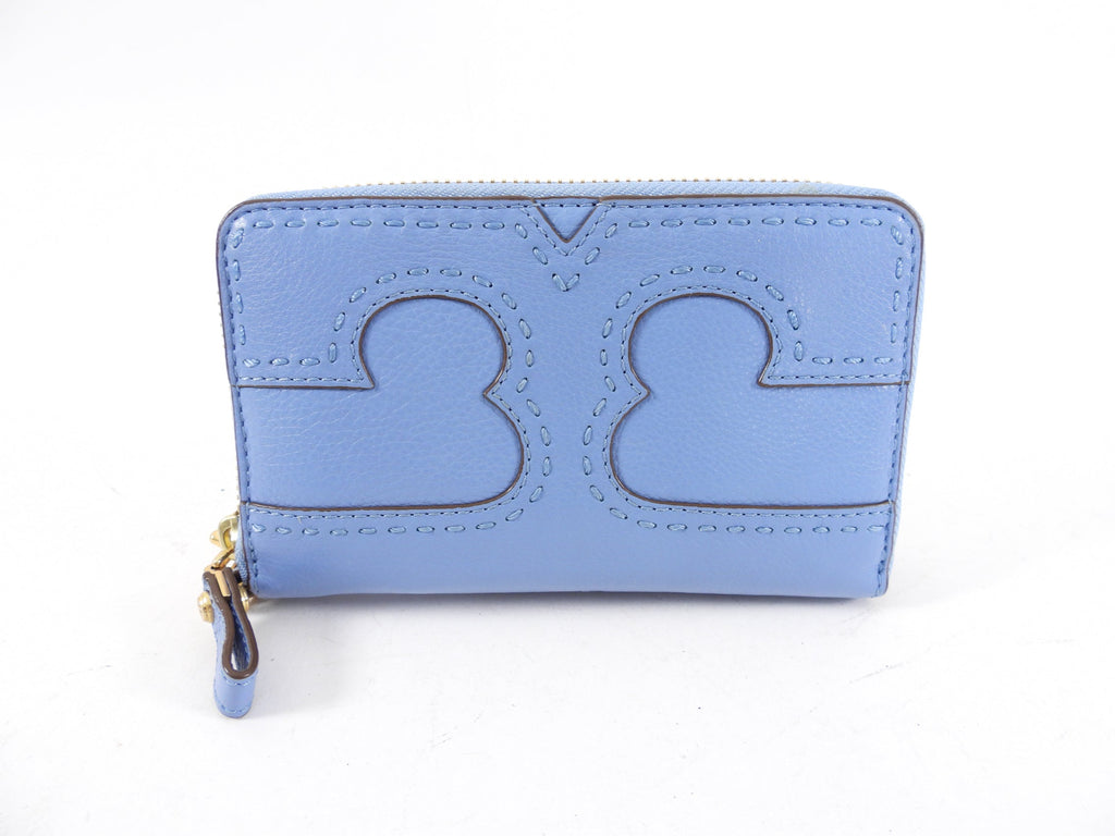 Tory Burch Blue Leather Small Wristlet Wallet