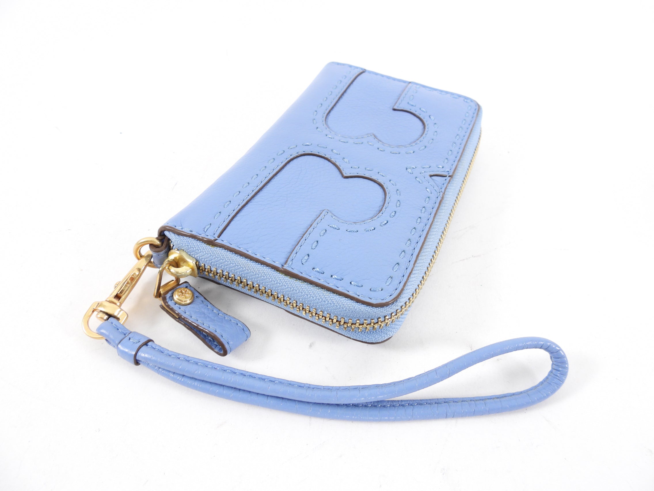 Tory Burch Blue Leather Small Wristlet Wallet