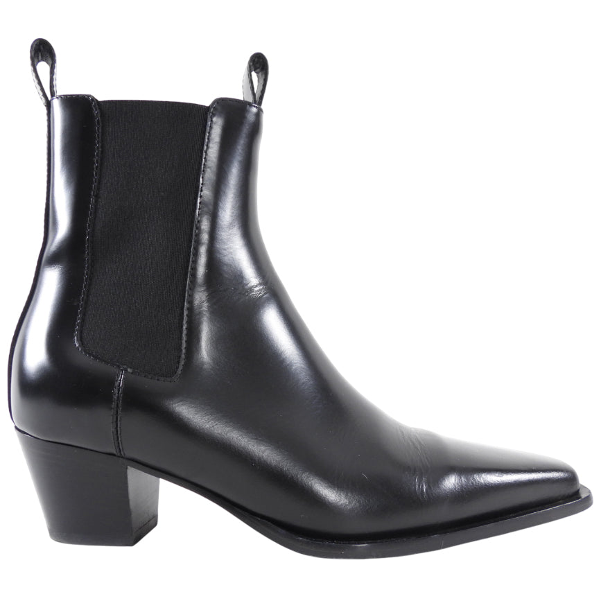 Toteme Black Leather Ankle The City Boot - 37