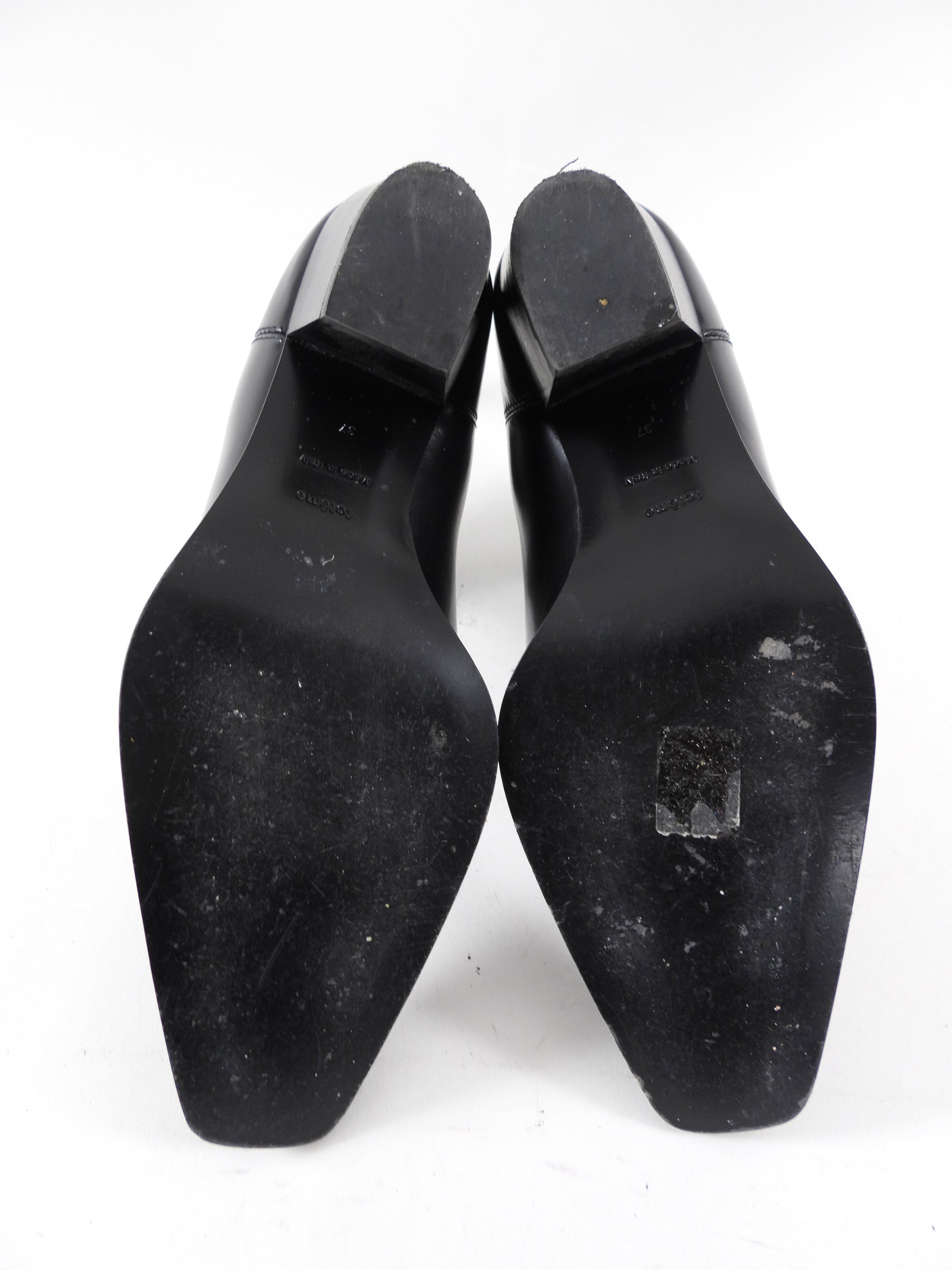 Toteme Black Leather Ankle The City Boot - 37