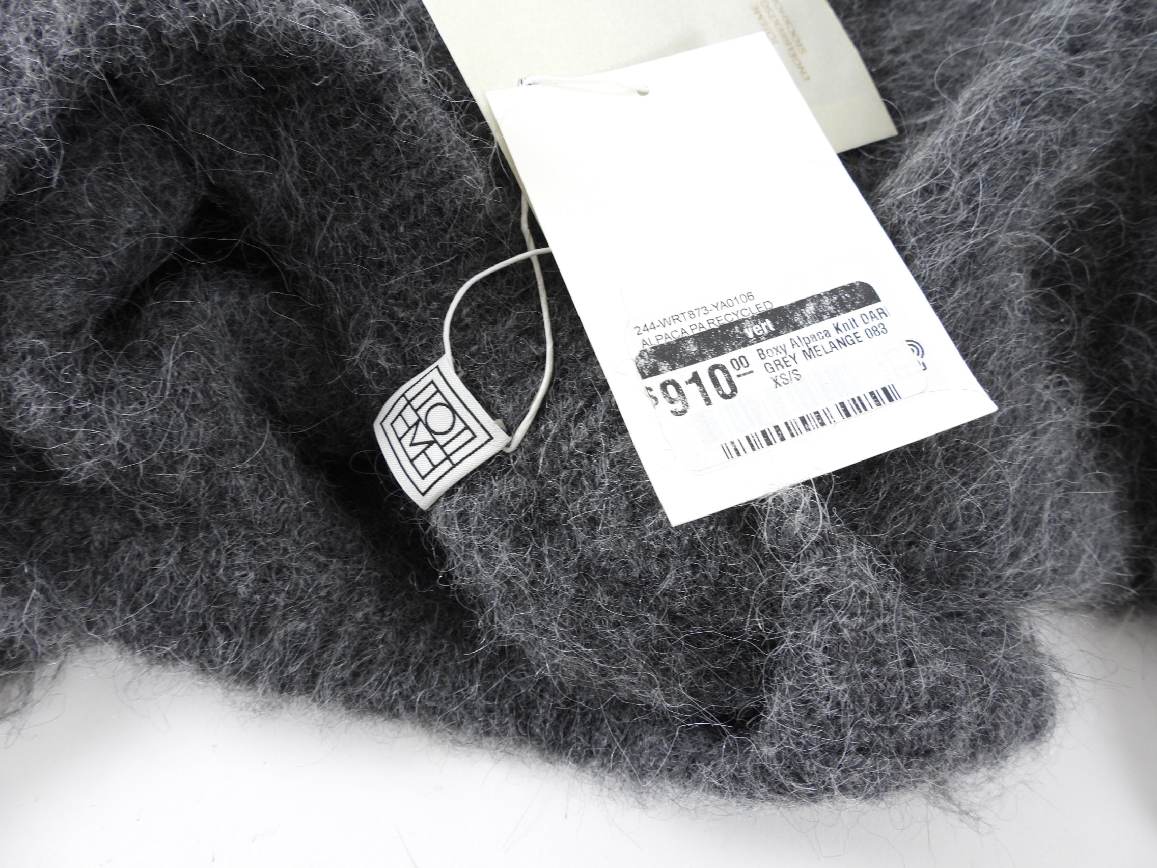 Toteme Grey Boxy Alpaca Knit Pullover Sweater - XS - L