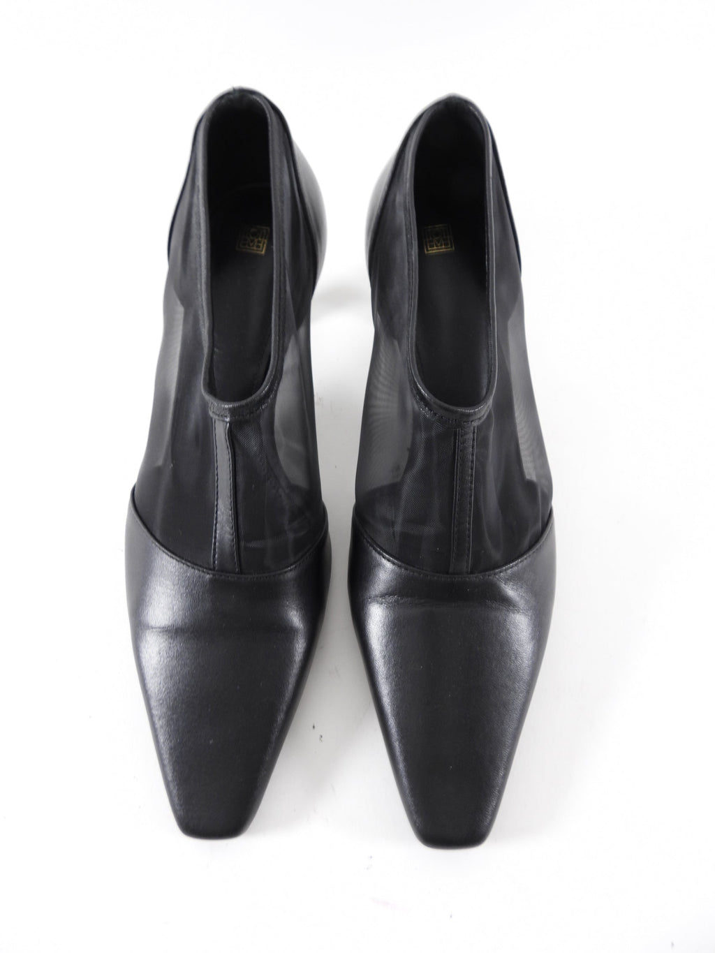 Toteme Black Leather and Mesh T-Strap Pumps - 37