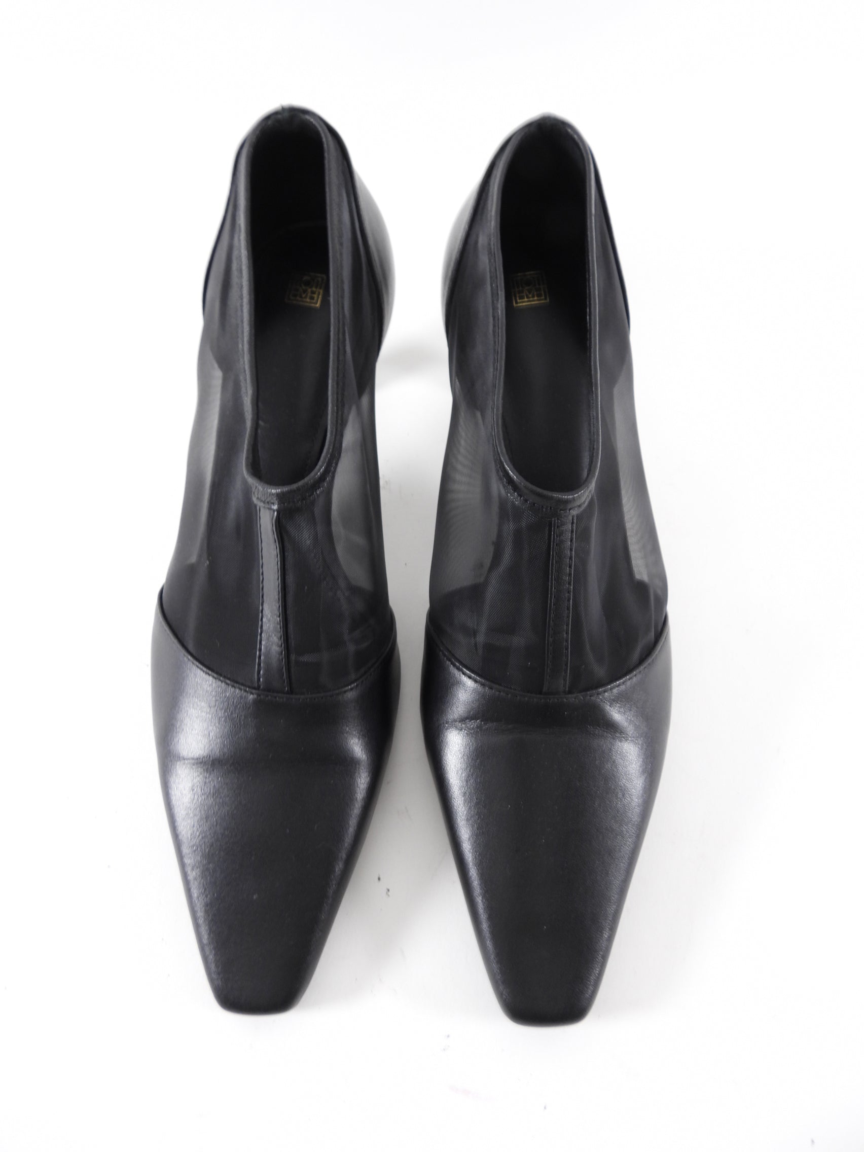 Toteme Black Leather and Mesh T-Strap Pumps - 37