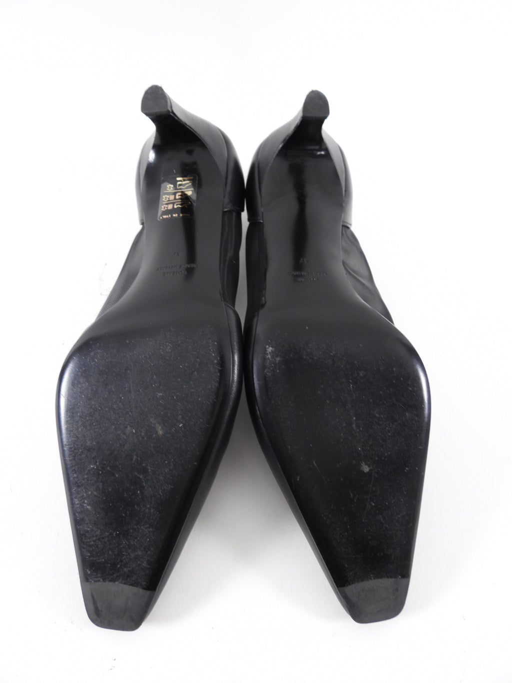 Toteme Black Leather and Mesh T-Strap Pumps - 37