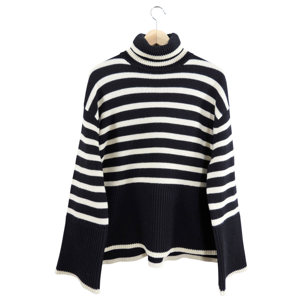 Toteme Signature Stripe Turtleneck in Black and Ivory - XS / S