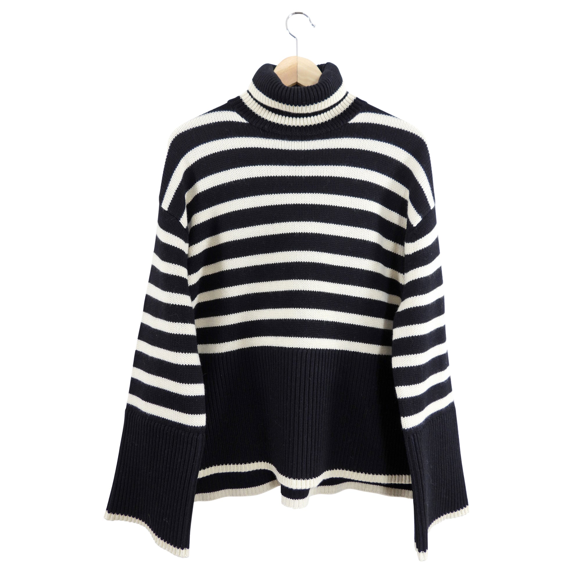 Toteme Signature Stripe Turtleneck in Black and Ivory - XS / S