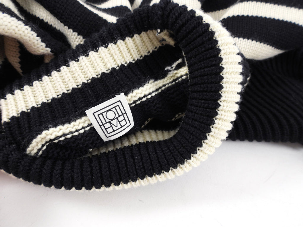 Toteme Signature Stripe Turtleneck in Black and Ivory - XS / S