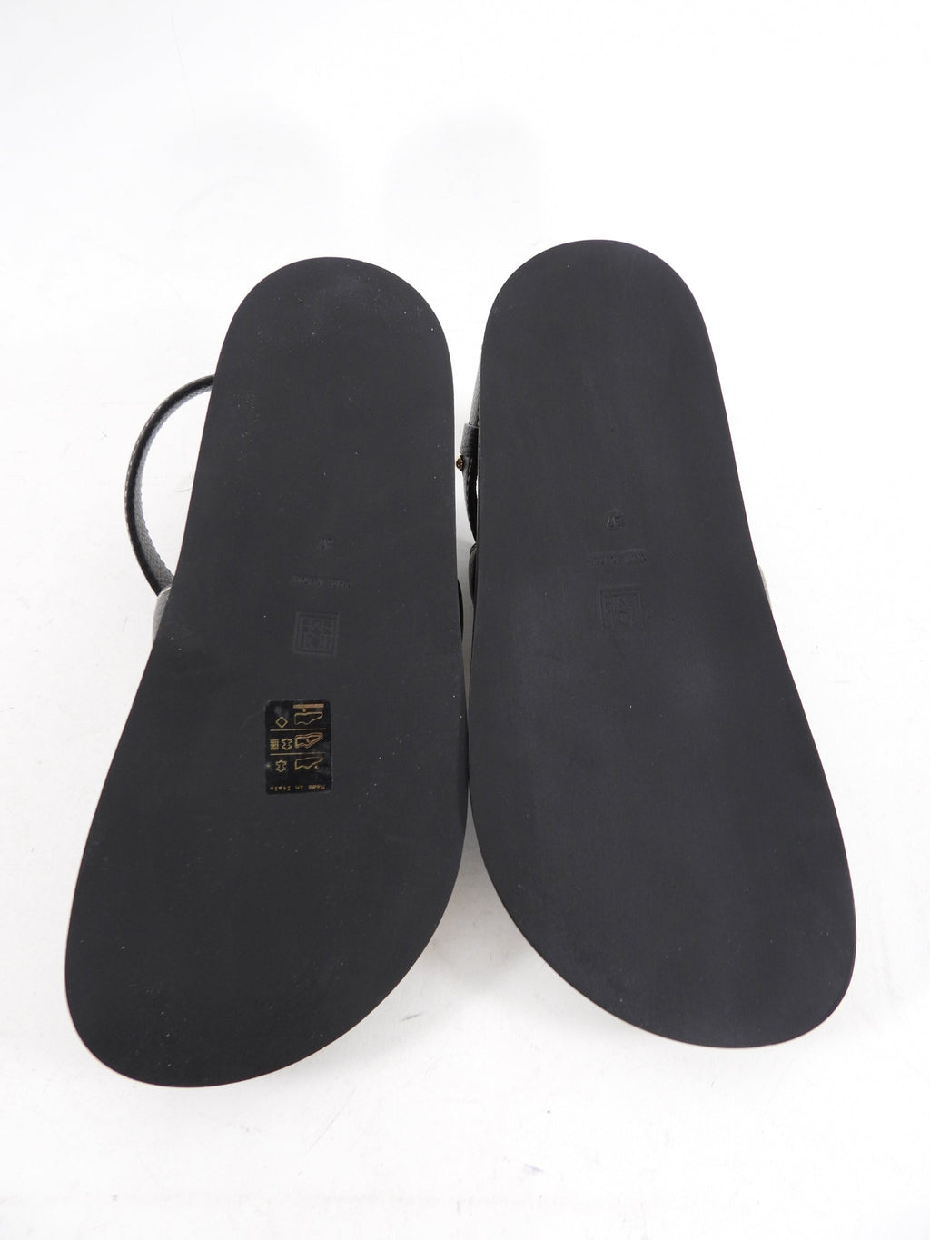 Toteme Black Leather and Canvas Flat Sandals - 37