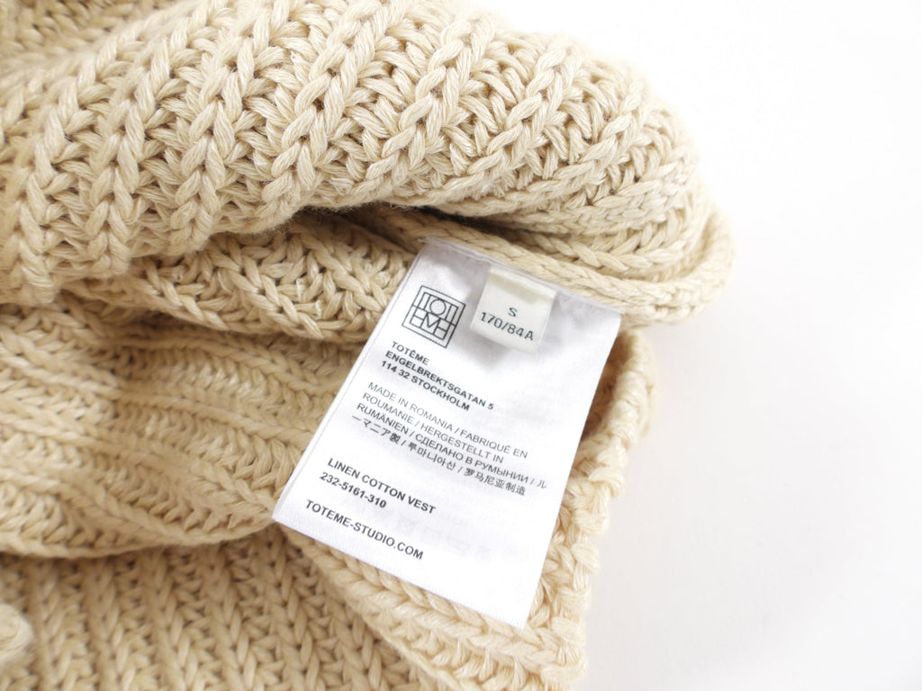 Toteme Beige Linen Cotton Knit Vest - S