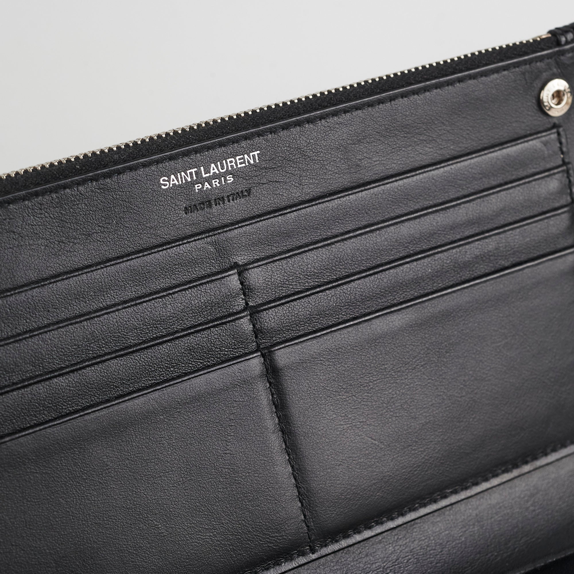 Saint Laurent Croc Embossed Wallet Clutch Black