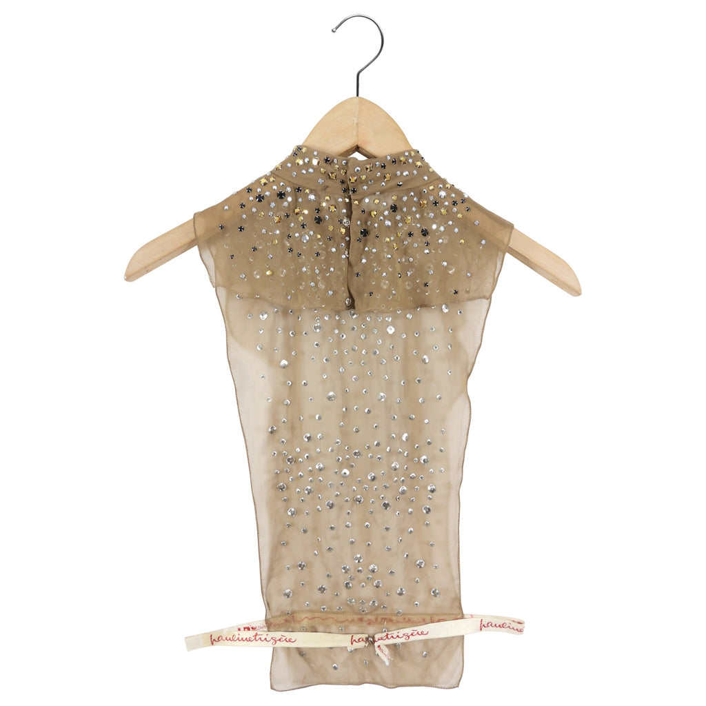 Pauline Trigere Vintage Couture Crystal Silk Bib Dickie