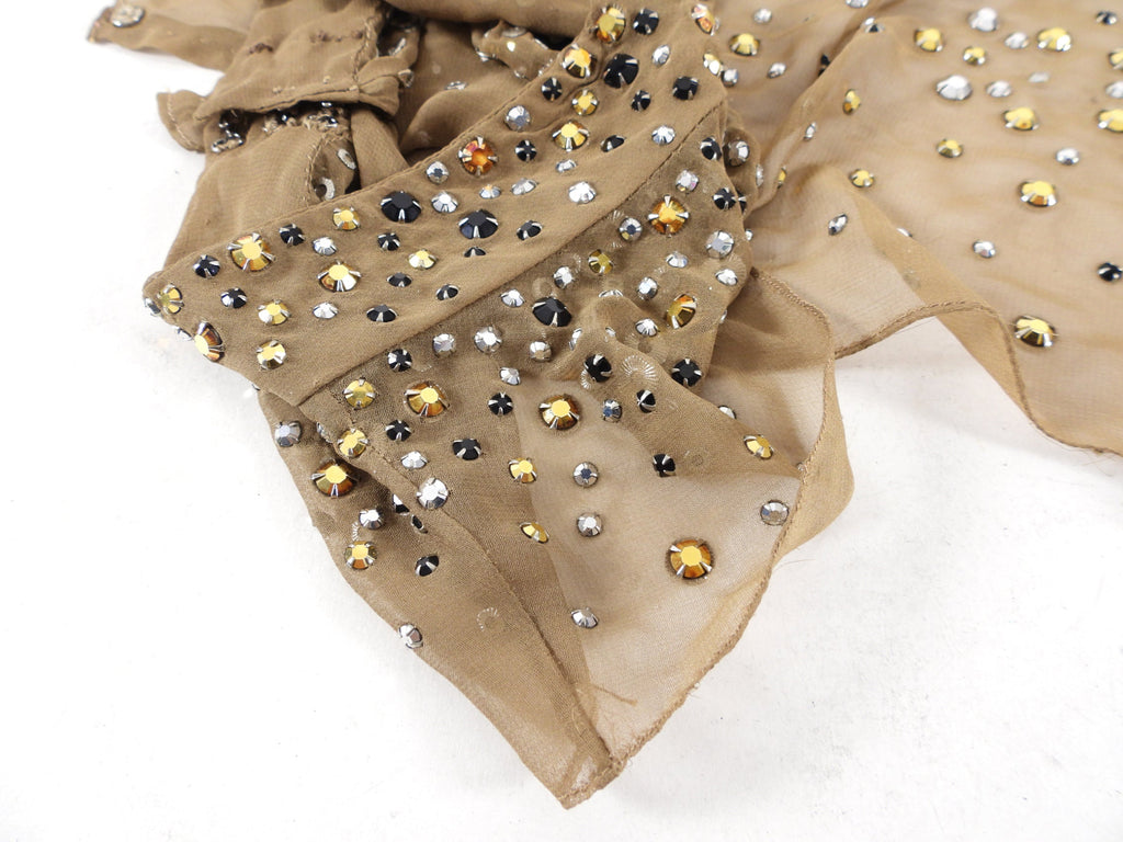 Pauline Trigere Vintage Couture Crystal Silk Bib Dickie