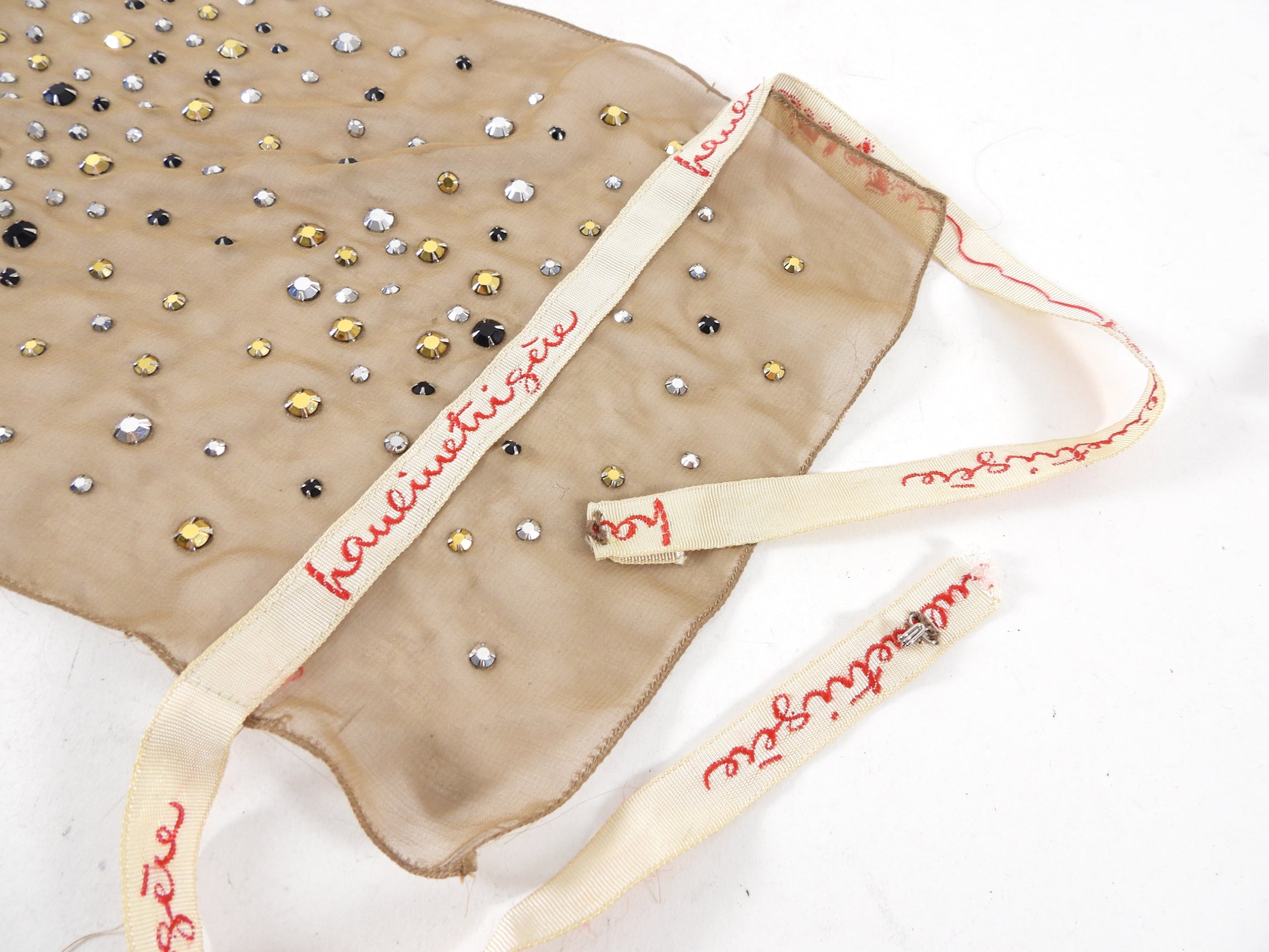 Pauline Trigere Vintage Couture Crystal Silk Bib Dickie