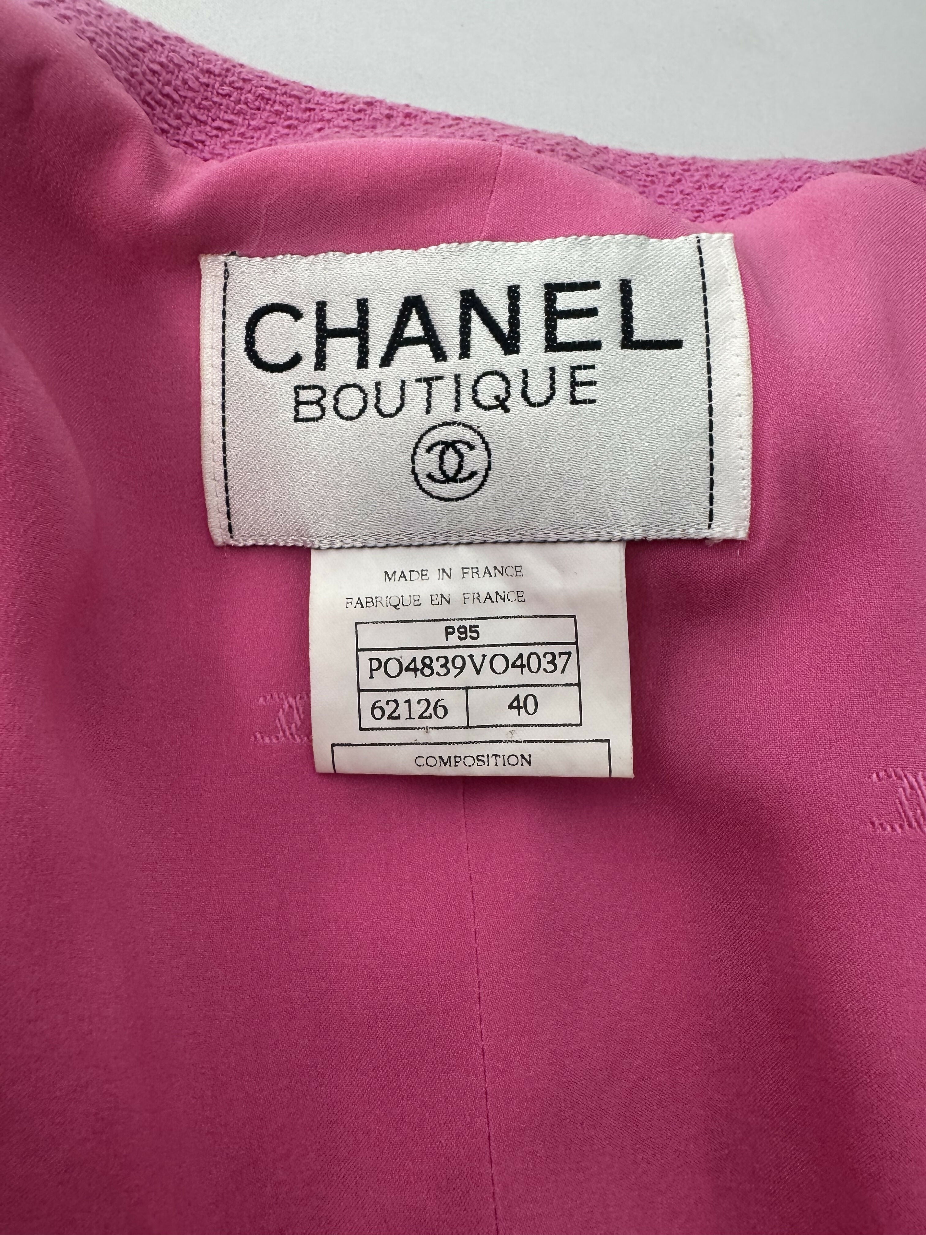 Chanel Vintage 1995 Barbie Pink Cotton Cropped Jacket