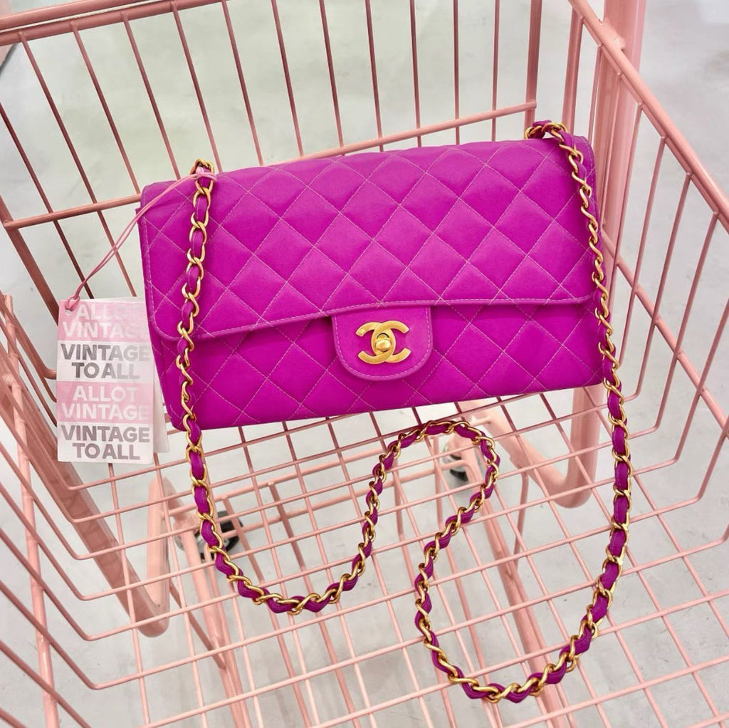 Vintage Chanel rose satin Gold hardware
