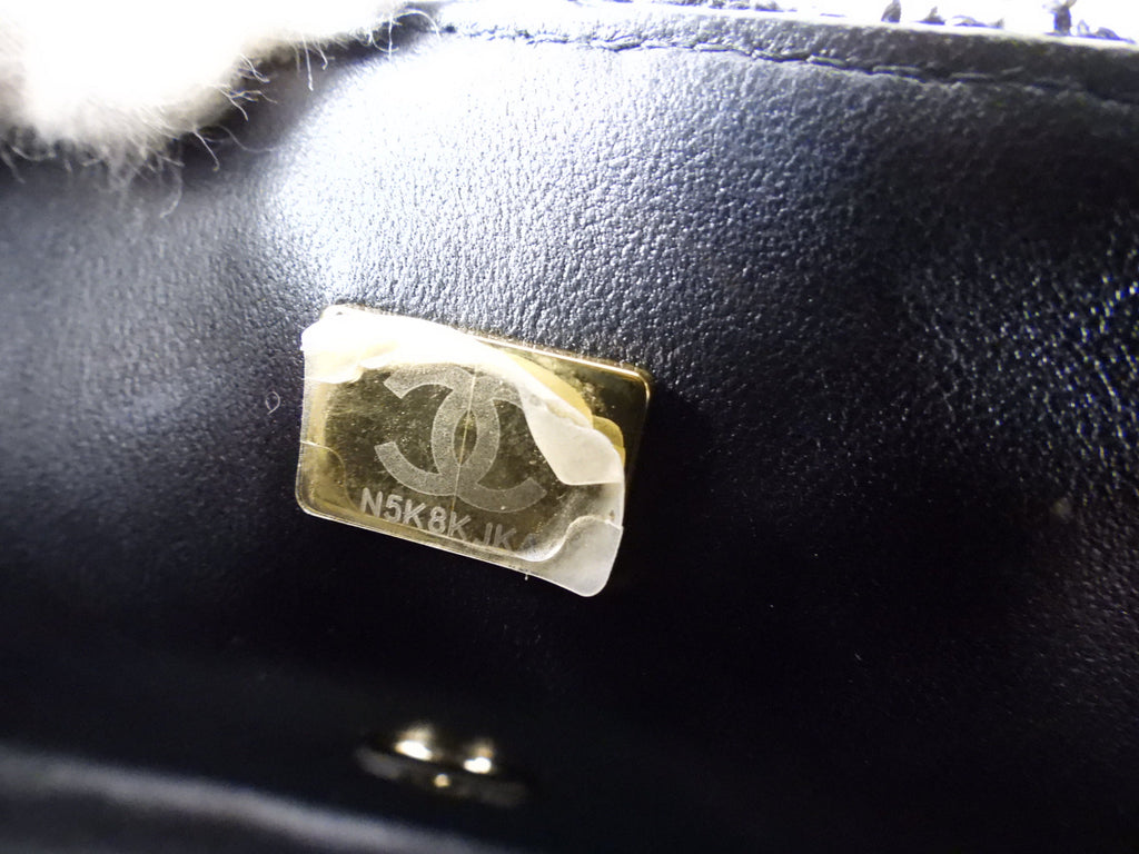 Chanel 24P Black and White Fantasy Tweed Mini Top Handle Chain Bag