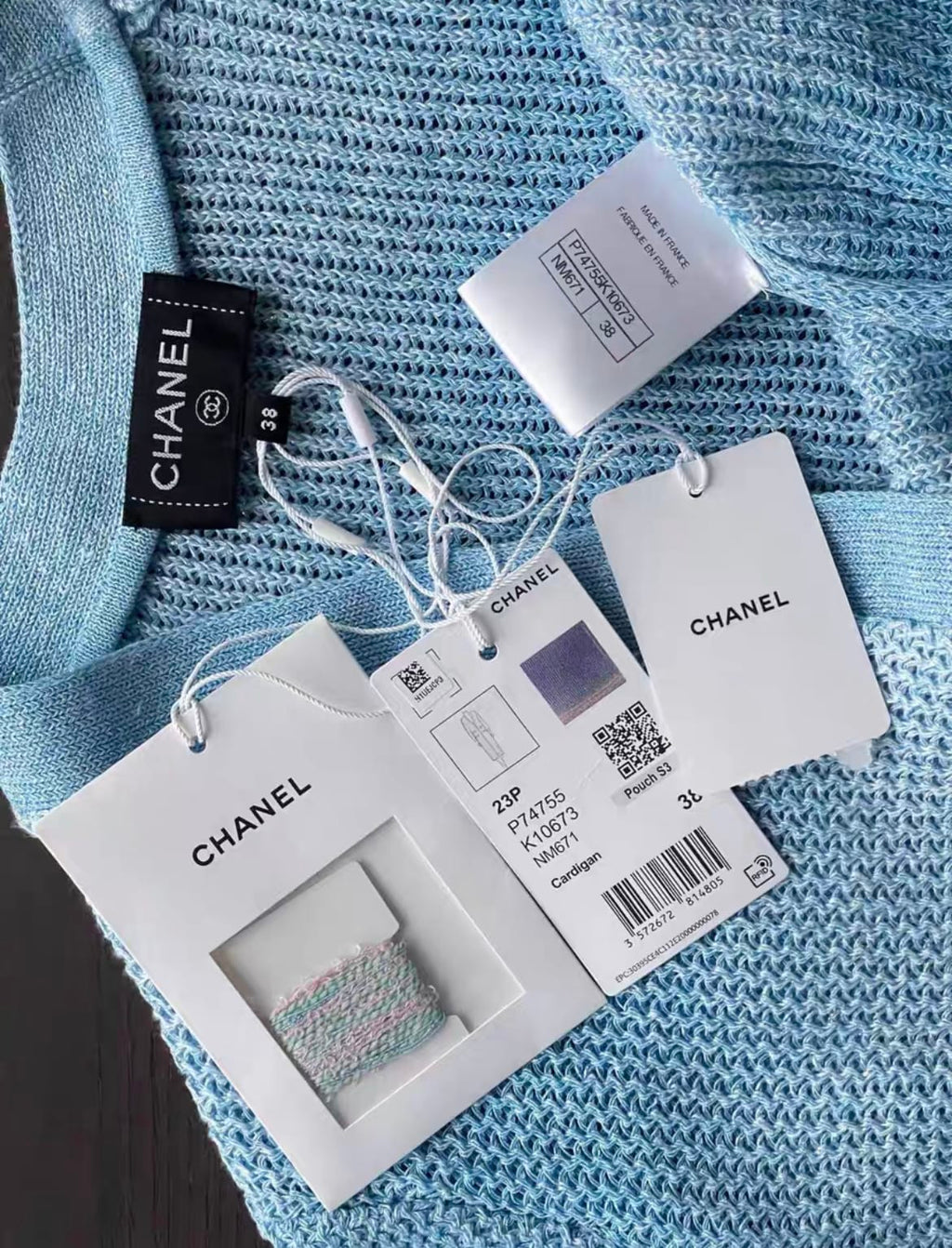 Chanel 23SS  blue knitted igan fr38 brand new with tag