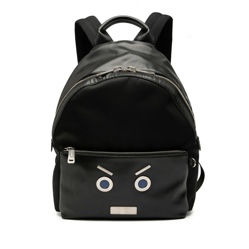 Fendi Face Leather Nylon Backpack