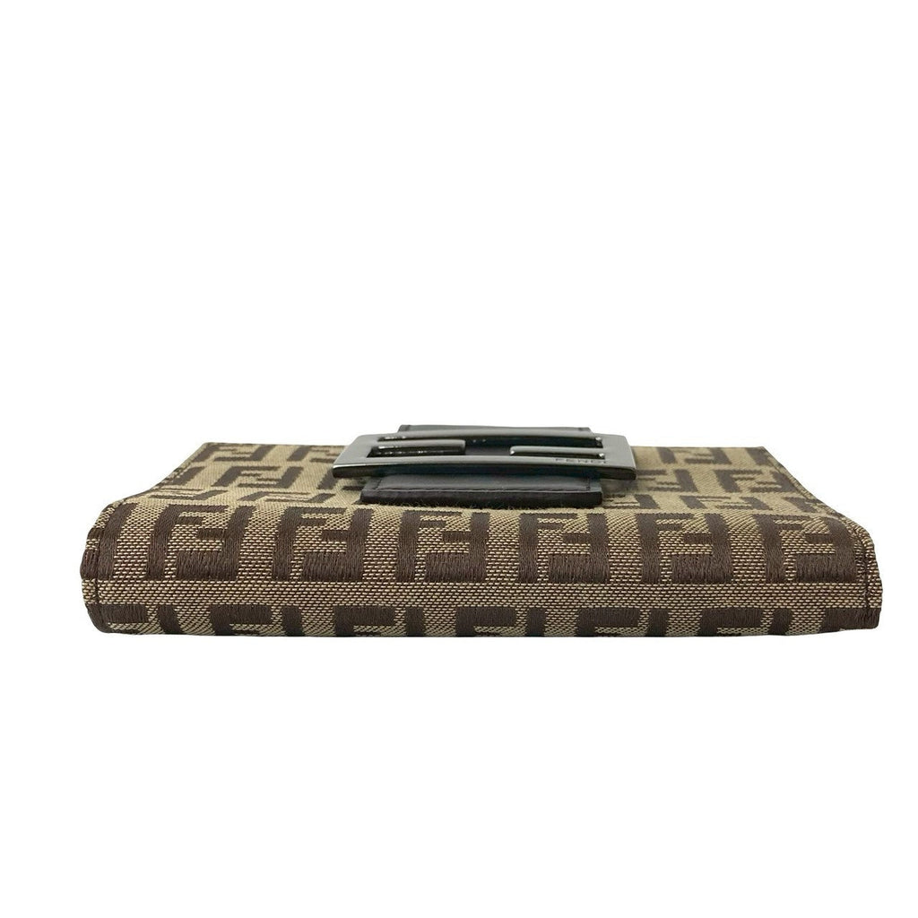 Fendi Zucchino FF Logo Canvas Leather Wallet