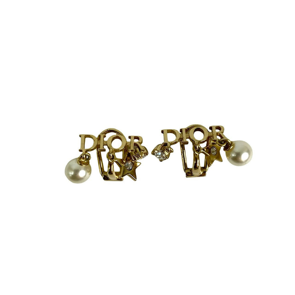 Christian Dior Star Faux Pearl Earrings