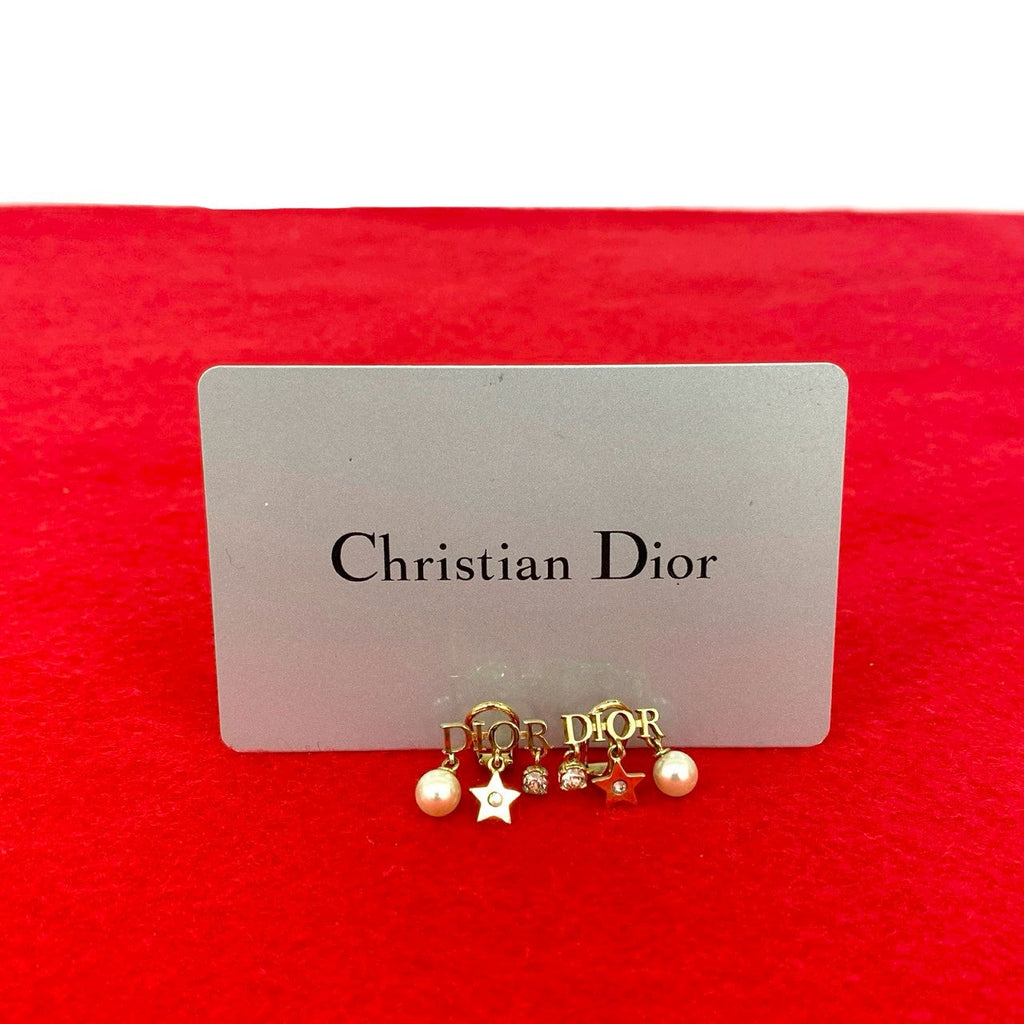 Christian Dior Star Faux Pearl Earrings